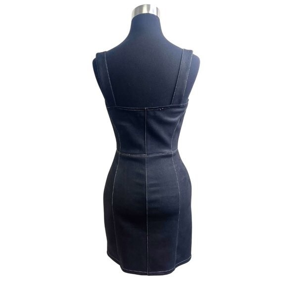 Honey Punch Black Zip-Front Bodycon Dress - Picture 5 of 16